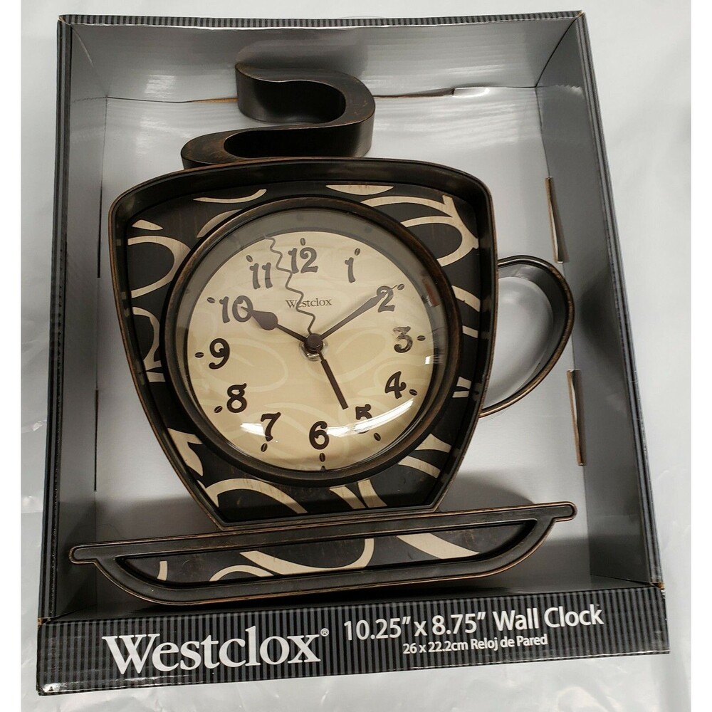 Plastic Kitchen Wall Clock, approx. 10.25" x 8.75", HOT COFFEE CUP by Westclox